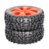 Max 1:8 RC Buggy Vehicle Model Spare Parts Rubber Tire Tyre Fan Hub Wheel Orange