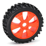 Max 1:8 RC Buggy Vehicle Model Spare Parts Rubber Tire Tyre Fan Hub Wheel Orange