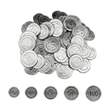 Max Maxb 100Pcs/set Poker Chips 5 10 20 50 100 Coin Casino Game Pirate Coins silver