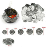 Max Maxb 100Pcs/set Poker Chips 5 10 20 50 100 Coin Casino Game Pirate Coins silver
