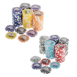Maxbell 100 Pieces Texas Hold'em Casino Poker Chips 13.5g 1 5 10 50 100
