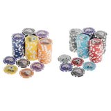 Maxbell 100 Pieces Texas Hold'em Casino Poker Chips 13.5g 1 5 10 50 100