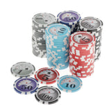 Maxbell 100 Pieces Texas Hold'em Casino Poker Chips 13.5g 1 5 10 50 100
