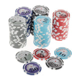 Maxbell 100 Pieces Texas Hold'em Casino Poker Chips 13.5g 1 5 10 50 100