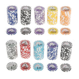 Maxbell 100 Pieces Texas Hold'em Casino Poker Chips 13.5g 1 5 10 50 100
