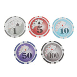 Maxbell 100 Pieces Texas Hold'em Casino Poker Chips 13.5g 1 5 10 50 100