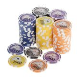 Maxbell 100 Pieces Texas Hold'em Casino Poker Chips 13.5g 100 500 1000 5000 10000