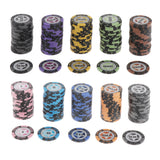 Maxbell 100pcs Chips Wheat Striped Poker Chips Casino Token 1 5 10 50 100