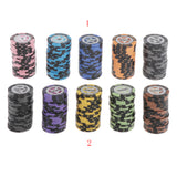 Maxbell 100pcs Chips Wheat Striped Poker Chips Casino Token 1 5 10 50 100