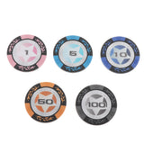 Maxbell 100pcs Chips Wheat Striped Poker Chips Casino Token 1 5 10 50 100