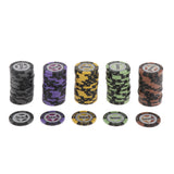 Maxbell 100pcs Chips Wheat Striped Poker Chips Casino Token 100 500 1000 5000 10000