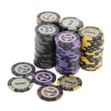 Maxbell 100pcs Chips Wheat Striped Poker Chips Casino Token 100 500 1000 5000 10000