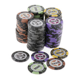 Maxbell 100pcs Chips Wheat Striped Poker Chips Casino Token 100 500 1000 5000 10000