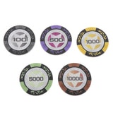 Maxbell 100pcs Chips Wheat Striped Poker Chips Casino Token 100 500 1000 5000 10000