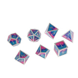 Max Maxb Polyhedral Dice Multi-sided Metal for Dragon Scales DnD Pathfinder RPG Dices pink light blue blue