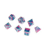 Max Maxb Polyhedral Dice Multi-sided Metal for Dragon Scales DnD Pathfinder RPG Dices pink light blue blue