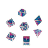 Max Maxb Polyhedral Dice Multi-sided Metal for Dragon Scales DnD Pathfinder RPG Dices pink light blue blue