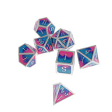 Max Maxb Polyhedral Dice Multi-sided Metal for Dragon Scales DnD Pathfinder RPG Dices pink light blue blue