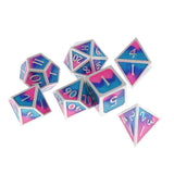 Max Maxb Polyhedral Dice Multi-sided Metal for Dragon Scales DnD Pathfinder RPG Dices pink light blue blue