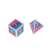 Max Maxb Polyhedral Dice Multi-sided Metal for Dragon Scales DnD Pathfinder RPG Dices pink light blue blue