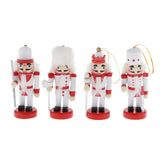 Maxbell 4pcs Wooden Nutcracker Solider Figures Puppet Toy Christmas Ornaments Decor
