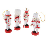 Maxbell 4pcs Wooden Nutcracker Solider Figures Puppet Toy Christmas Ornaments Decor
