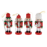 Maxbell 4pcs Wooden Nutcracker Solider Figures Christmas Puppet Toy Home Decor Red