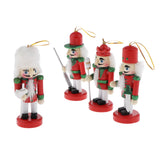 Maxbell 4pcs Wooden Nutcracker Solider Figures Christmas Puppet Toy Home Decor Red