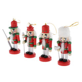 Maxbell 4pcs Wooden Nutcracker Solider Figures Christmas Puppet Toy Home Decor Red