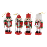 Maxbell 4pcs Wooden Nutcracker Solider Figures Christmas Puppet Toy Home Decor Red