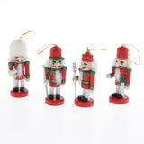 Maxbell 4pcs Wooden Nutcracker Solider Figures Christmas Puppet Toy Home Decor Red