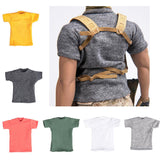 Maxbell 1pc 1/6 Men T-shirt Male Soldier Clothing for HT 12in Doll Toys Accessories dark gray