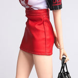 Maxbell 1/6 PU Leather Skirt Skinny Leg Dress for 12inch Female Action Figure Red