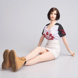 Maxbell 1/6 PU Leather Skirt Skinny Leg Dress for 12inch Female Action Figure White