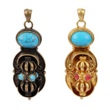 Maxbell Tibetan Buddhist Lama Antique Rotating Vajra Pestle Amulet Pendant Brass