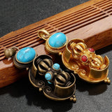 Maxbell Tibetan Buddhist Lama Antique Rotating Vajra Pestle Amulet Pendant Brass