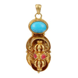 Maxbell Tibetan Buddhist Lama Antique Rotating Vajra Pestle Amulet Pendant Brass