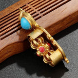 Maxbell Tibetan Buddhist Lama Antique Rotating Vajra Pestle Amulet Pendant Brass