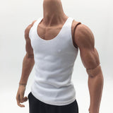 Maxbell 1pc 1/6 Men Sports Vest Soldier Clothing for HT Toys Accessories Parts white