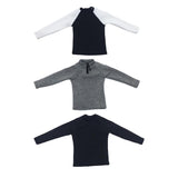 Maxbell 1/6 Male Long Sleeve T-shirt Sweater for 12'' Action Figure Black-white