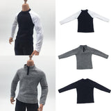 Maxbell 1/6 Male Long Sleeve T-shirt Sweater for 12'' Action Figure Black-white