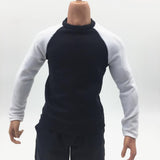 Maxbell 1/6 Male Long Sleeve T-shirt Sweater for 12'' Action Figure Black-white