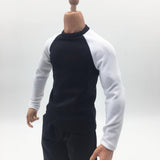 Maxbell 1/6 Male Long Sleeve T-shirt Sweater for 12'' Action Figure Black-white