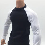 Maxbell 1/6 Male Long Sleeve T-shirt Sweater for 12'' Action Figure Black-white