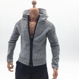 Maxbell 1/6 Mans Long Sleeve Sweater Sports Jacket for 12'' Male Action Figure Gray