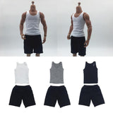 Maxbell 1:6 Men Sports Vest Suit Soldier Clothing for Phicen 12in Doll Accs Parts white