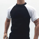 Maxbell 1/6 Male Short Sleeves T-shirt Shorts Set for 12'' Action Figure Black-white