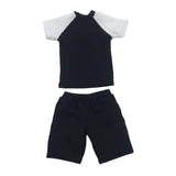 Maxbell 1/6 Male Short Sleeves T-shirt Shorts Set for 12'' Action Figure Black-white