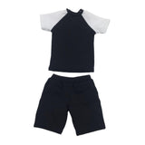 Maxbell 1/6 Male Short Sleeves T-shirt Shorts Set for 12'' Action Figure Black-white