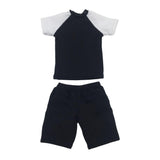 Maxbell 1/6 Male Short Sleeves T-shirt Shorts Set for 12'' Action Figure Black-white